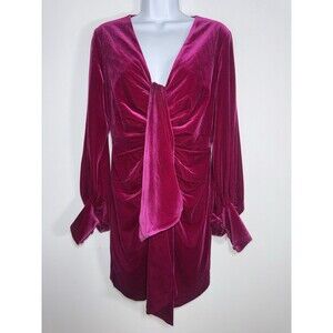 ONE33 Social Pink Velvet Deep V-Neck Tie-Front Mini Dress Valentine Women Size 4